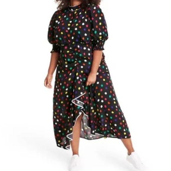 Rixo for Target Polka Dot MIDI Modest Dress Black Multi - Picture 1 of 3
